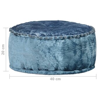 Poef rond 40x20 cm fluweel blauw 4