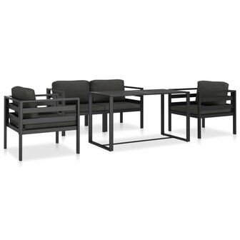 5-delige Loungeset met kussens aluminium antraciet 1