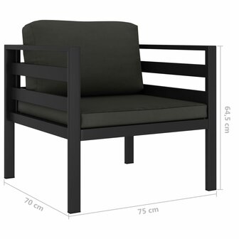5-delige Loungeset met kussens aluminium antraciet 6