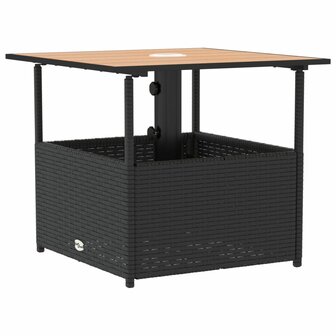 Tuintafel met parasolgat 55x55x46,5 cm poly rattan zwart 2