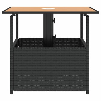 Tuintafel met parasolgat 55x55x46,5 cm poly rattan zwart 5
