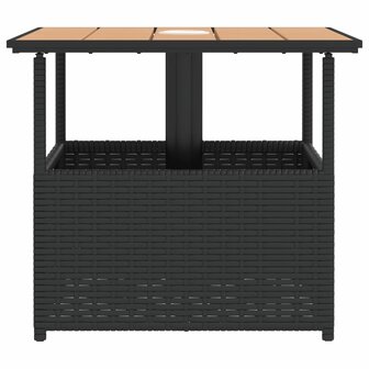 Tuintafel met parasolgat 55x55x46,5 cm poly rattan zwart 6
