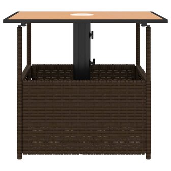 Tuintafel met parasolgat 55x55x46,5 cm poly rattan bruin 5