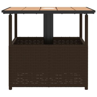 Tuintafel met parasolgat 55x55x46,5 cm poly rattan bruin 6