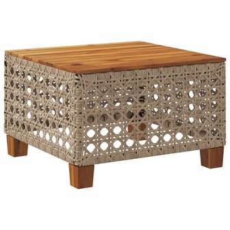 Tuintafel 55x55x36 cm poly rattan en acaciahout beige 2
