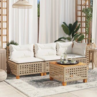 Tuintafel 55x55x36 cm poly rattan en acaciahout beige 3