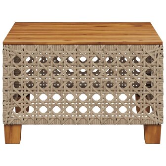 Tuintafel 55x55x36 cm poly rattan en acaciahout beige 4