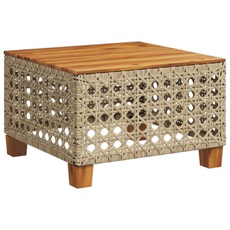 Tuintafel 55x55x36 cm poly rattan en acaciahout beige 6