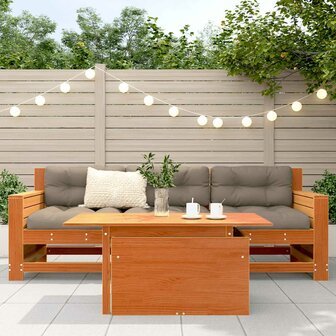 Tuintafel 100x50x75 cm massief grenenhout wasbruin 3