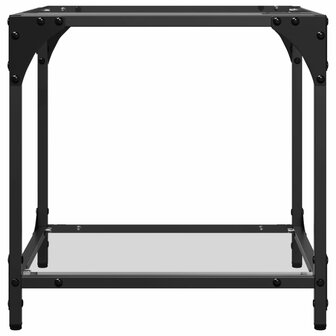 Salontafel met transparant glazen blad 40x40x40 cm staal 5