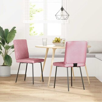 Eetkamerstoelen 2 st fluweel roze 2