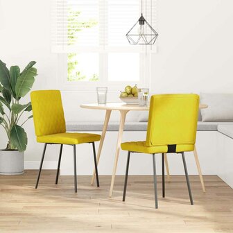 Eetkamerstoelen 2 st fluweel geel 2