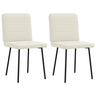 Eetkamerstoelen 2 st fluweel cr&egrave;mekleurig 1
