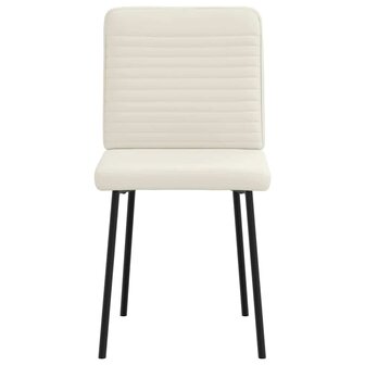 Eetkamerstoelen 2 st fluweel cr&egrave;mekleurig 4