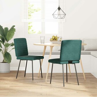 Eetkamerstoelen 2 st fluweel donkergroen 1