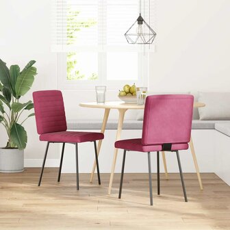 Eetkamerstoelen 2 st fluweel wijnrood 1