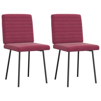 Eetkamerstoelen 2 st fluweel wijnrood 2