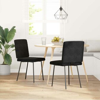 Eetkamerstoelen 2 st fluweel zwart 1