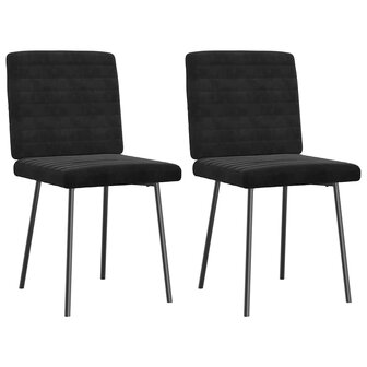Eetkamerstoelen 2 st fluweel zwart 2