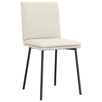 Eetkamerstoelen 2 st fluweel cr&egrave;mekleurig 3
