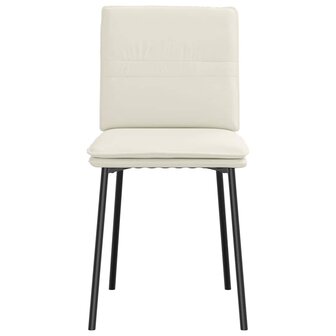 Eetkamerstoelen 2 st fluweel cr&egrave;mekleurig 4