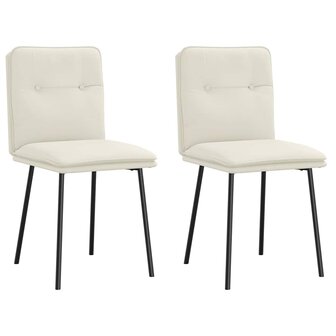 Eetkamerstoelen 2 st fluweel cr&egrave;mekleurig 1