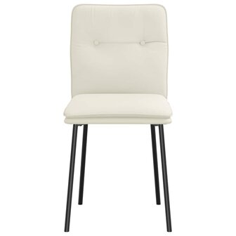 Eetkamerstoelen 2 st fluweel cr&egrave;mekleurig 4