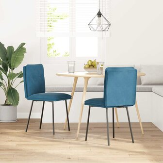 Eetkamerstoelen 2 st fluweel blauw 2