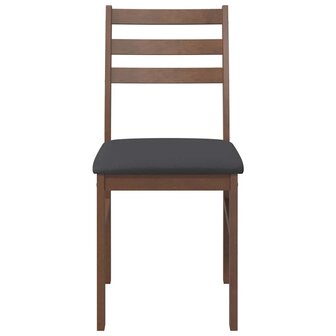 Eetkamerstoelen met kussens 2 st massief hout rubber bruin 5
