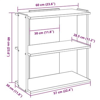 Boekenkast 3-laags 60x30x60 cm bewerkt hout wit 9