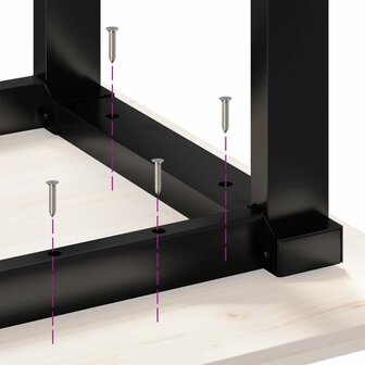 Eettafel O-frame 70x70x75 cm massief grenenhout en gietijzer 8