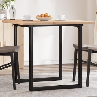 Eettafel O-frame 90x90x75,5 cm massief grenenhout en gietijzer 1