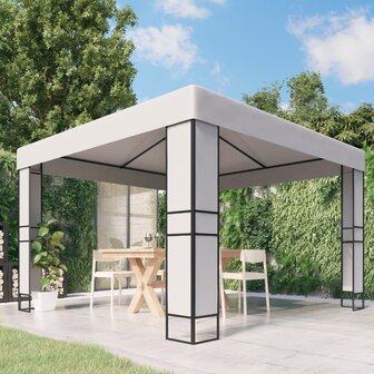 Prieel met dubbel dak 3x3 m wit 1