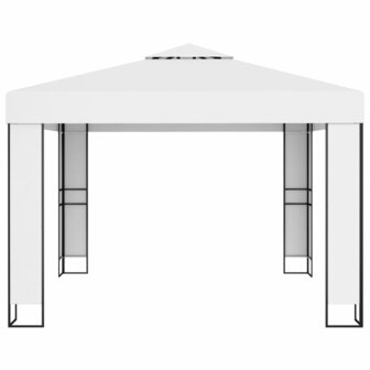 Prieel met dubbel dak 3x3 m wit 3