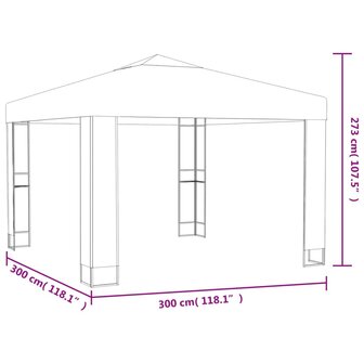 Prieel met dubbel dak 3x3 m wit 6