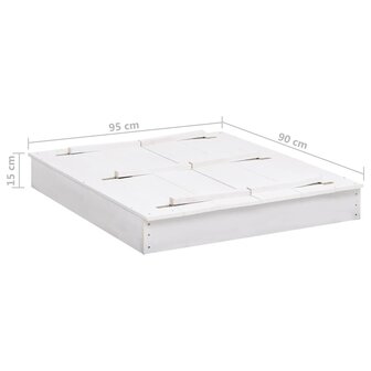 Zandbak 95x90x15 cm vurenhout wit 8