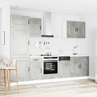 7-delige Keukenkastenset Kalmar bewerkt hout betongrijs 3
