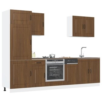 7-delige Keukenkastenset Kalmar bewerkt hout bruin eikenkleur 1