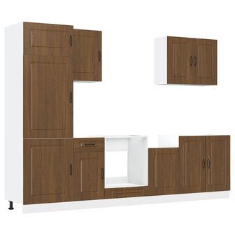 7-delige Keukenkastenset Kalmar bewerkt hout bruin eikenkleur 2