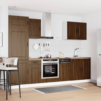 7-delige Keukenkastenset Kalmar bewerkt hout bruin eikenkleur 3