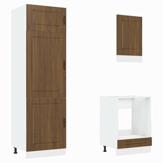 7-delige Keukenkastenset Kalmar bewerkt hout bruin eikenkleur 5
