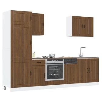 7-delige Keukenkastenset Lucca bewerkt hout bruin eikenkleur 1
