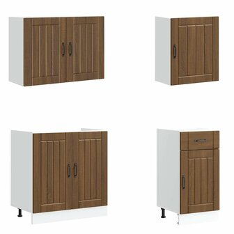 7-delige Keukenkastenset Lucca bewerkt hout bruin eikenkleur 4