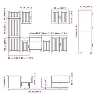 7-delige Keukenkastenset Lucca bewerkt hout bruin eikenkleur 8