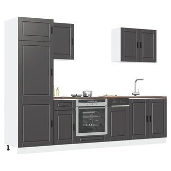 7-delige Keukenkastenset Kalmar bewerkt hout zwart 1