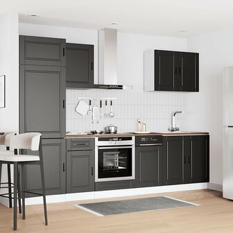 7-delige Keukenkastenset Kalmar bewerkt hout zwart 3