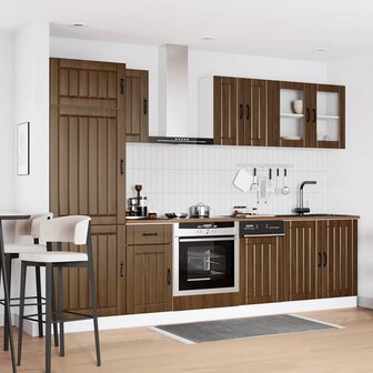 8-delige Keukenkastenset Kalmar bewerkt hout bruin eikenkleur 3