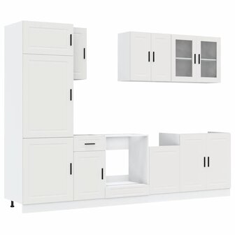 8-delige Keukenkastenset Kalmar bewerkt hout wit 2