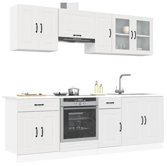 8-delige Keukenkastenset Kalmar bewerkt hout wit 1