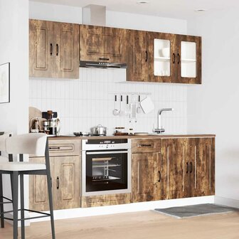 8-delige Keukenkastenset Kalmar bewerkt hout gerookt eiken 3